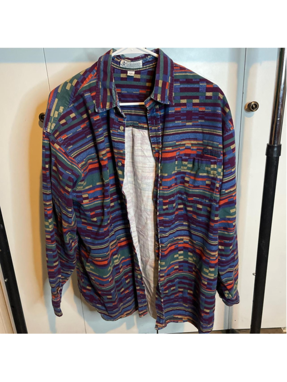 Multi-coloured button-up shirt by Columbia 

multi-colored, striped, button-up,